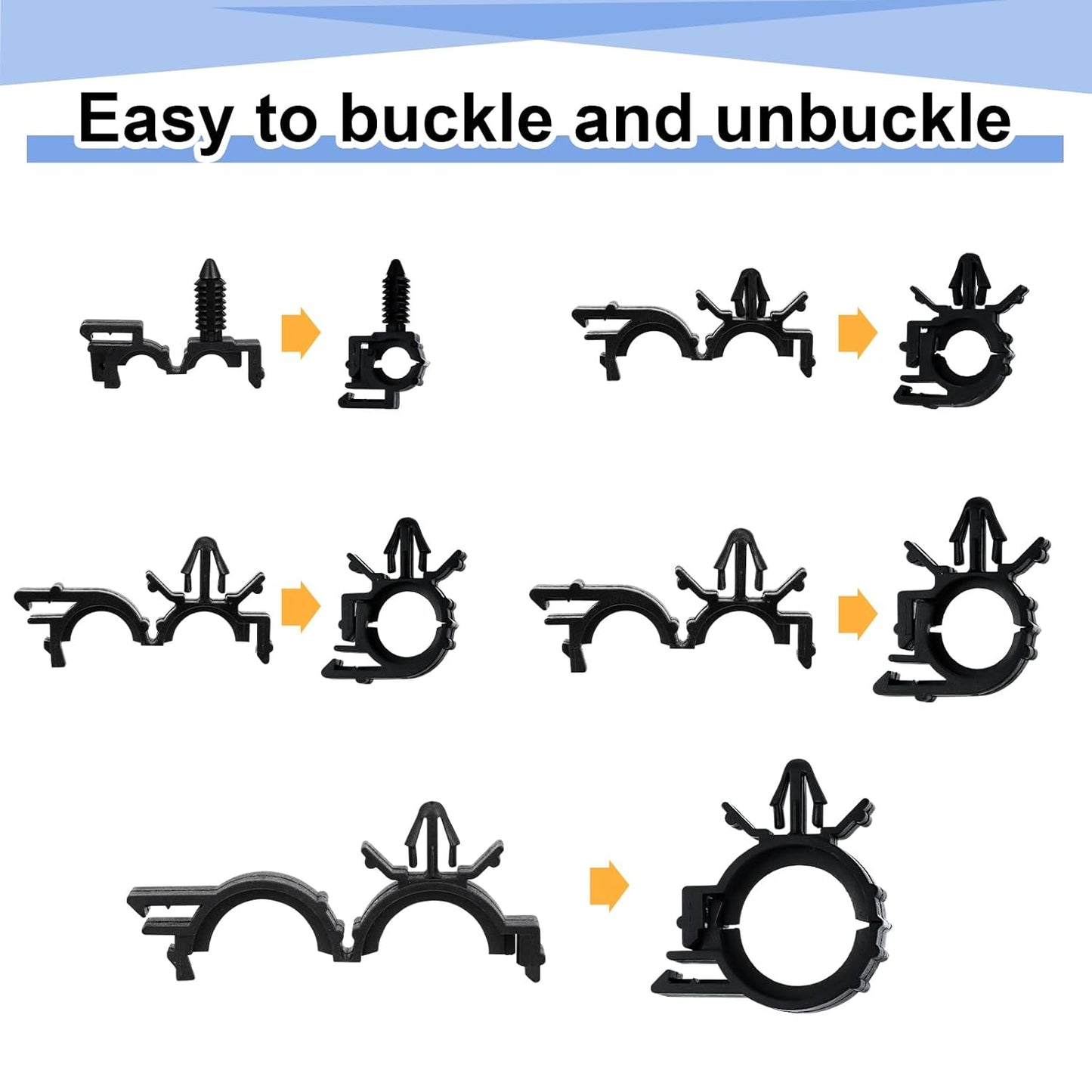 200pcs Car Wire Loom Routing Clips Push Mount Cable Tie Assortment 15 Sizes Car Harness Routing Clips Universal Wiring Harness Clip Replacement Parts for Automotive