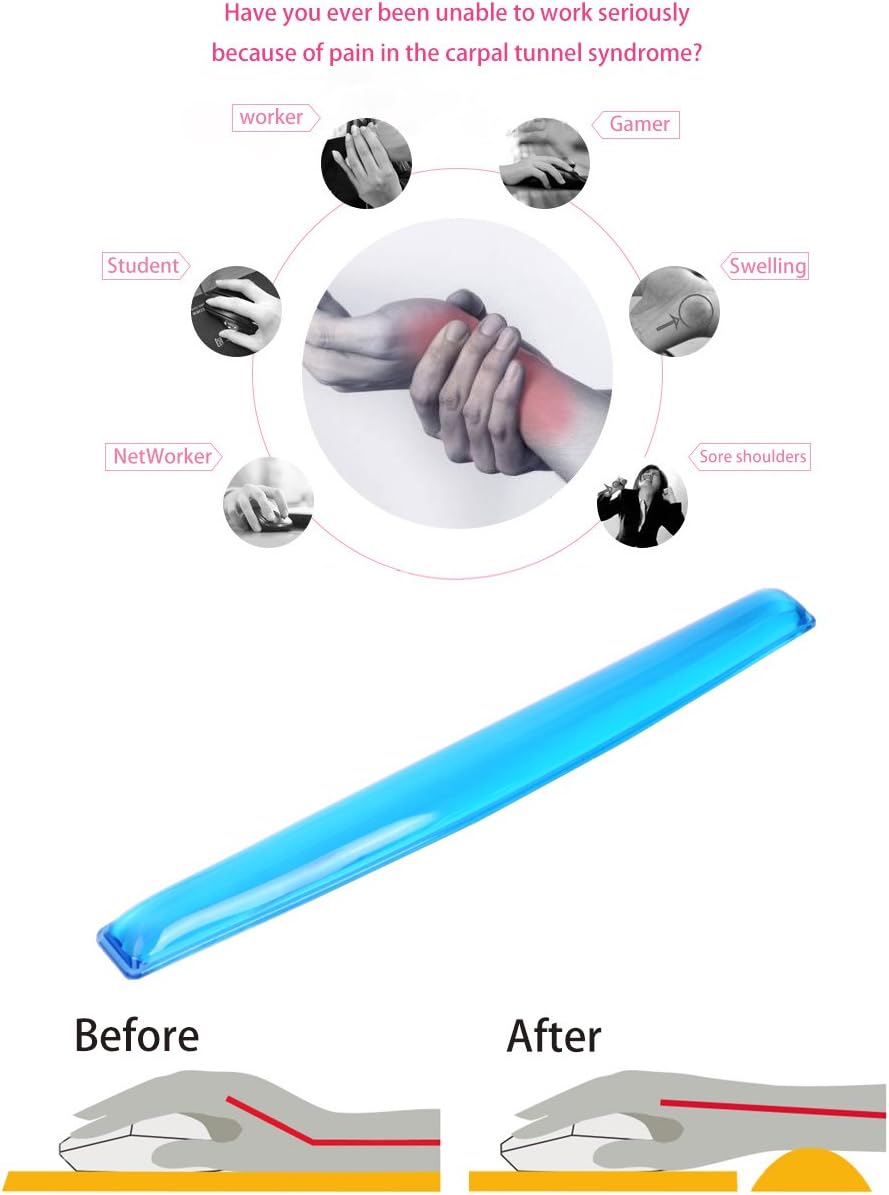 Gel Keyboard Wrist Rest Set Plus - ABRONDA Keyboard & Mouse Wrist Support Pad Office, Computer, Laptop, Mac - Durable, Comfortable and Pain Relief- Blue Set