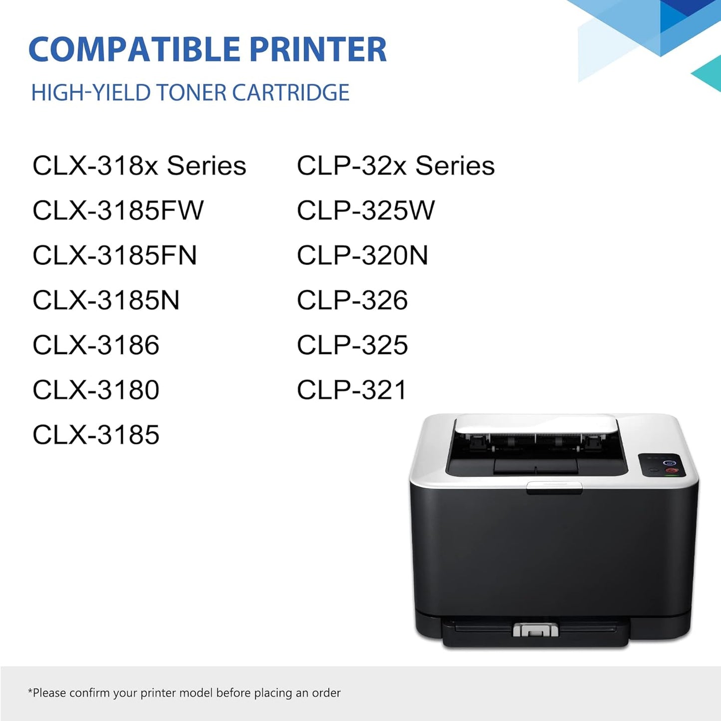 CLT-K407S Black Toner Cartridge 1-Pack Replacement for Samsung CLT-K407S for CLX-3180, CLX-3186, CLX-3185N, CLX-3185FW, CLX-318x Series; CLP-321, CLP-326, CLP-320N, CLP-325W, CLP-32x Series Printer