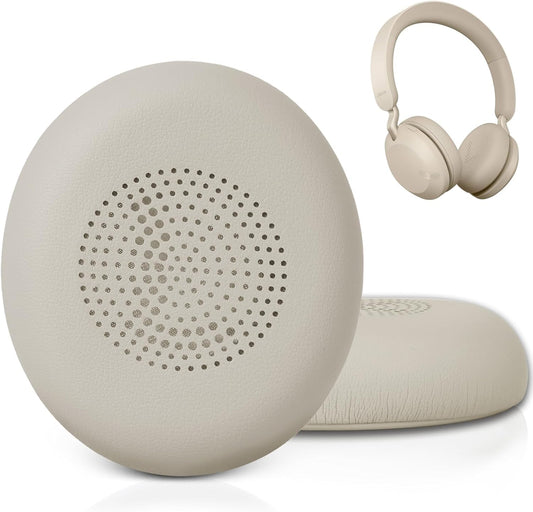 Ear Pads for Jabra Elite 45h - Replacement Ear Cushions for Evolve2 65 40 MS UC USB On-Ear Wireless Headphones - Protein Leather Memory Foam (Gold Beige)