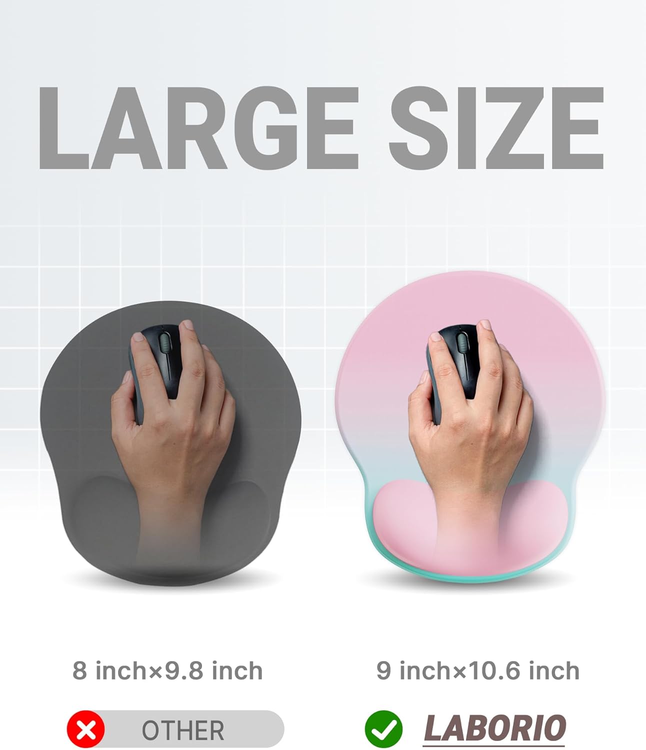 Ergonomic Mouse Pad Wrist Support, Comfortable Mouse Pad Wrist Rest, Relieve Wrist Pain Gel Mouse pad, Non-Slip Rubber Base Mousepad for Laptop, Computer(Gradient Pink Green)