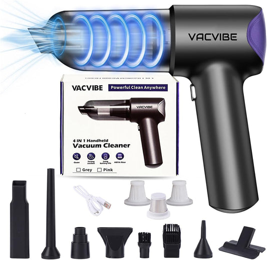 Car Vacuum Portable Cordless, 21000PA 4 in 1 Suck/Blow/Pump/Charger 120W Handheld Car Vacuum Cleaner and Air Duster, Brushless Motor Multi-Nozzles for Home Office Grey