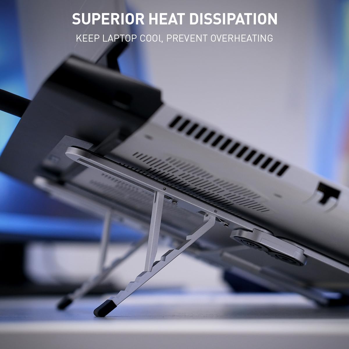 NSMO Laptop Stand - Foldable, Adjustable, Ergonomic Aluminum Stand with 5-Level Height Adjustment, Heat Dissipation, Non-Slip Design, Portable for 11”-16” Laptops, Gaming, Office, Travel