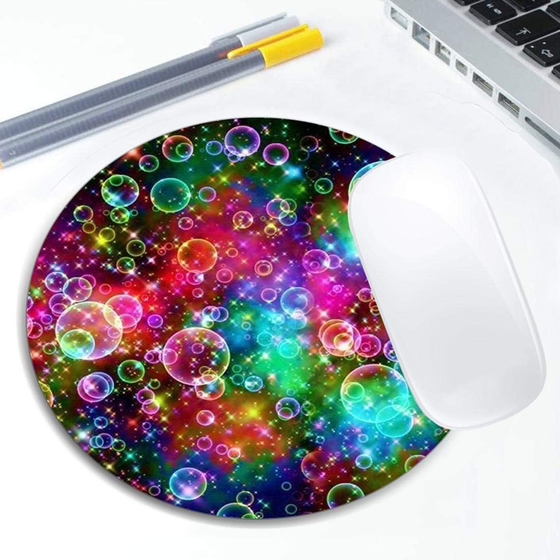 Colorful Bubbles Mouse Pad Round Non-Slip Rubber Mousepad Laptop Office Computer Decor Cute Desk Accessories Customized Design Mouse Pad