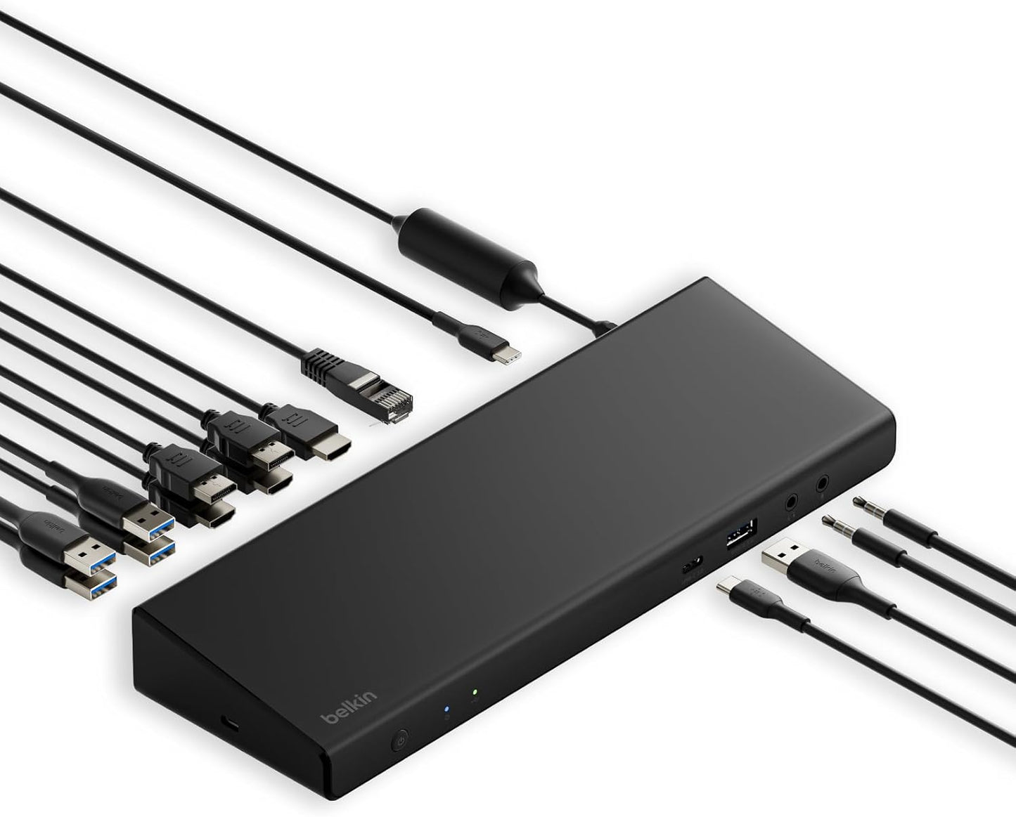 Belkin 15-in-1 Universal Triple Display DisplayLink Docking Station Hub w/ 3 HDMI Ports, 2 DisplayPorts for Triple 4K Display w/ 85W PD, Gigabit Ethernet, 3.5mm Mic/Speaker, 1 USB-C, & 5 USB-A Ports