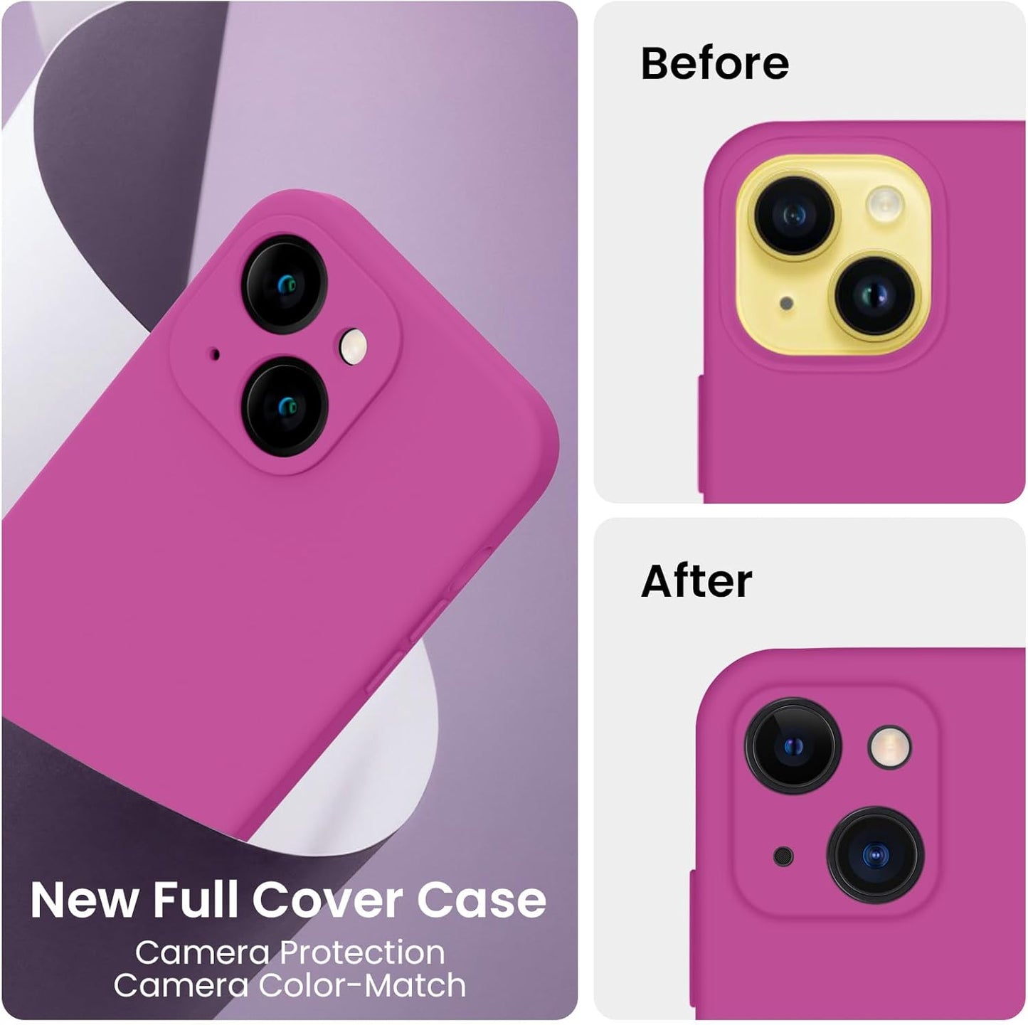 FireNova Designed for iPhone 14 Case, Silicone Upgraded [Camera Protection] Phone Case with [2 Screen Protectors], Soft Anti-Scratch Microfiber Lining Inside, 6.1 inch, Shocking Pink