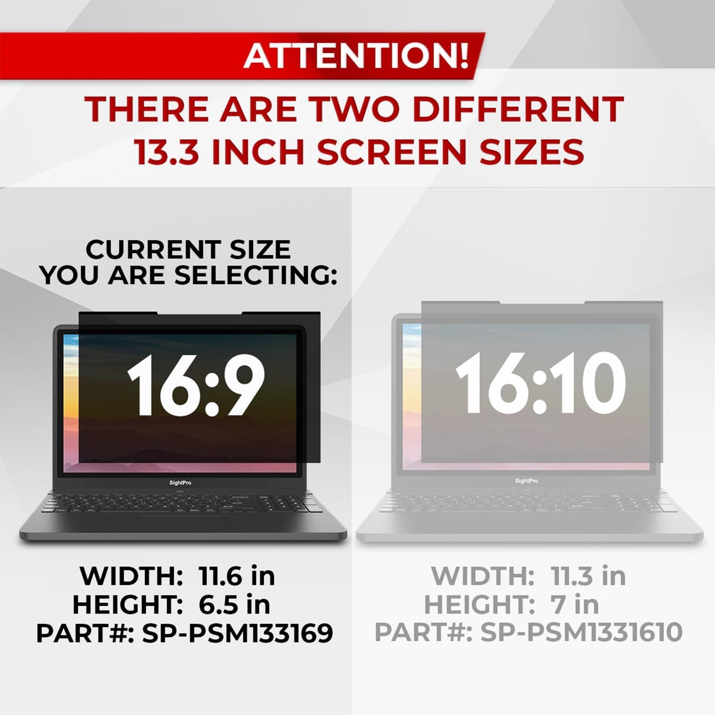 Magnetic Laptop Privacy Screen 13.3 Inch 16:9 - Removable Computer Privacy Filter Shield and Protector