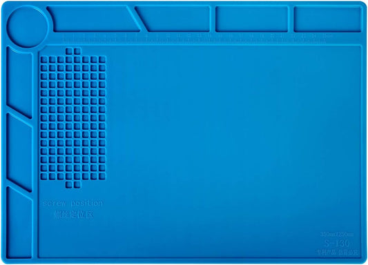Kaisi S-130 Insulation Silicone Soldering Mat Repair Mat, Heat Resistant Silicone Work Mats 932°F with Scale Ruler and Screw Position for Soldering, CellPhone Electronics Repair, Size: 13.8 x 9.8 inch