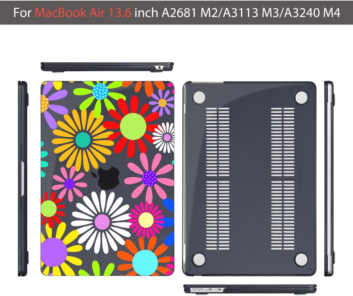 Teryeefi Compatible for MacBook Air 13.6 inch Case A3240 A3113 A2681 (2025 2024-2022 Release), Protective Plastic Hard Shell Cover for MacBook Air M2 M3 M4 13 inch, Abstract Flowers A001