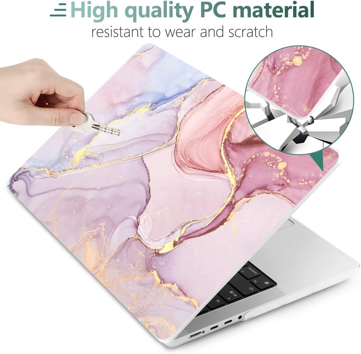 DONGKE for M4 MacBook Pro 16 Inch Case 2024 2023 2021 A3403 A3186 M3 A2991 M2 A2780 M1 A2485 Pro/Max Chip, Plastic Hard Shell Case & Keyboard Cover for Mac Pro 16 with Touch ID, Marble X256