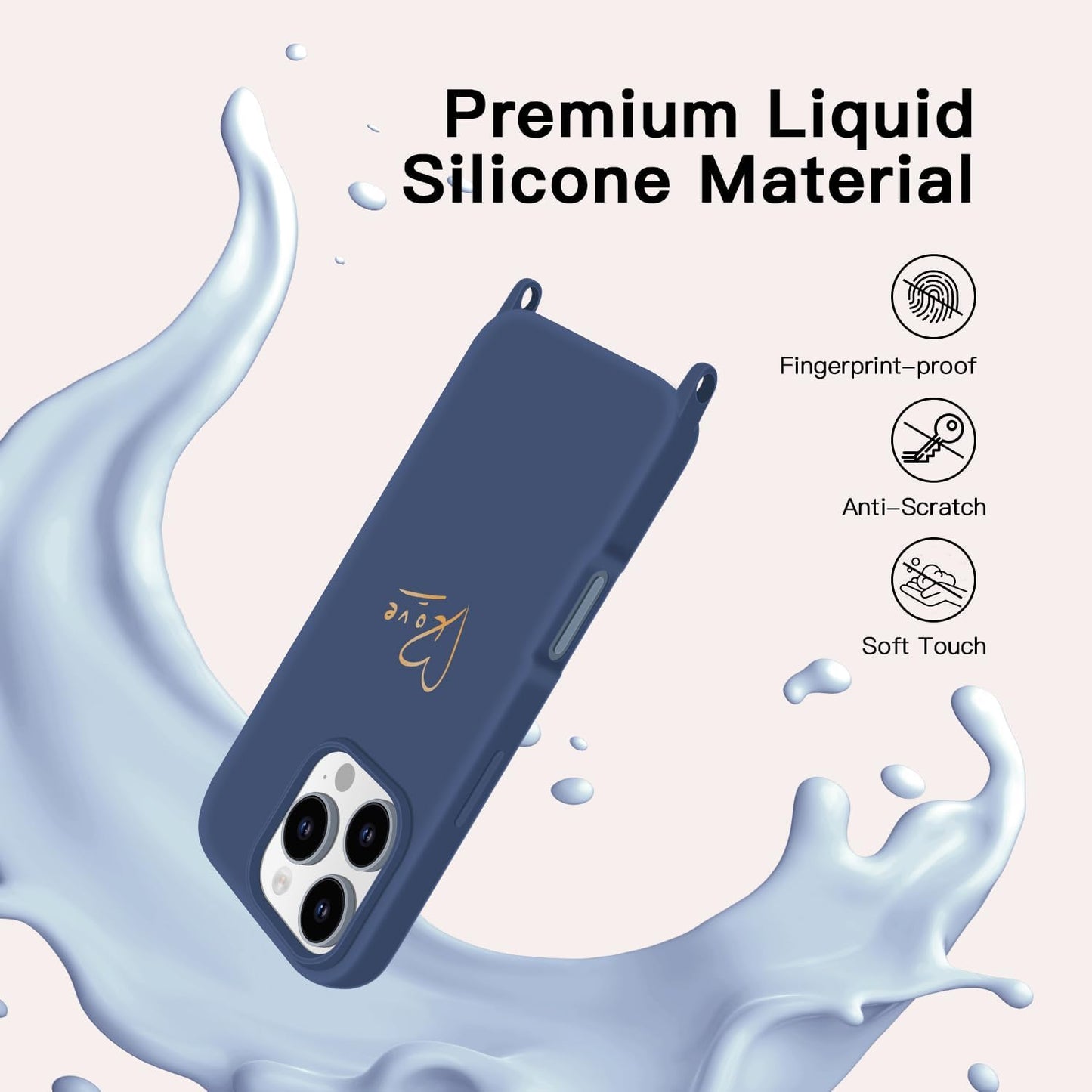 Crossbody Case for iPhone 16 Pro with Strap, [Compatible with MagSafe], Cute Love Heart Silicone Phone Case with Neck Lanyard for Girls Women