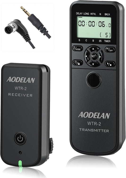 Wireless Shutter Camera Remote Intervalometer Timer Compatible with Nikon D3, D4, D4s, D5, D6, D800, D850, D810, D700, D500, D300, D200, F6, F100, F5, F90, N90s, D1X, D2H; Replaces Nikon MC-30A