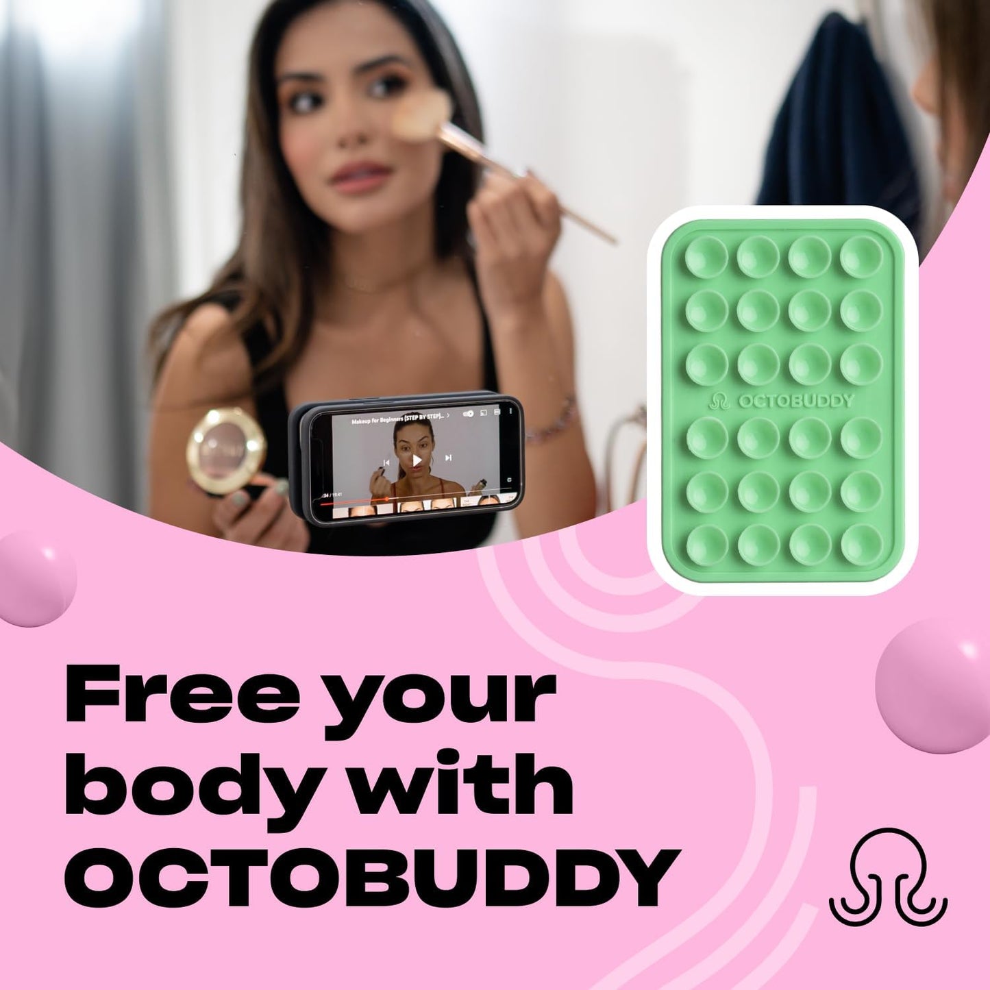 Classic MAX - Silicone Suction Phone Case Adhesive Mount - Hands-Free, Strong Grip Holder for Selfies and Videos - iPhone and Android Compatible - 2.6″ x 3.9″, Green Ash