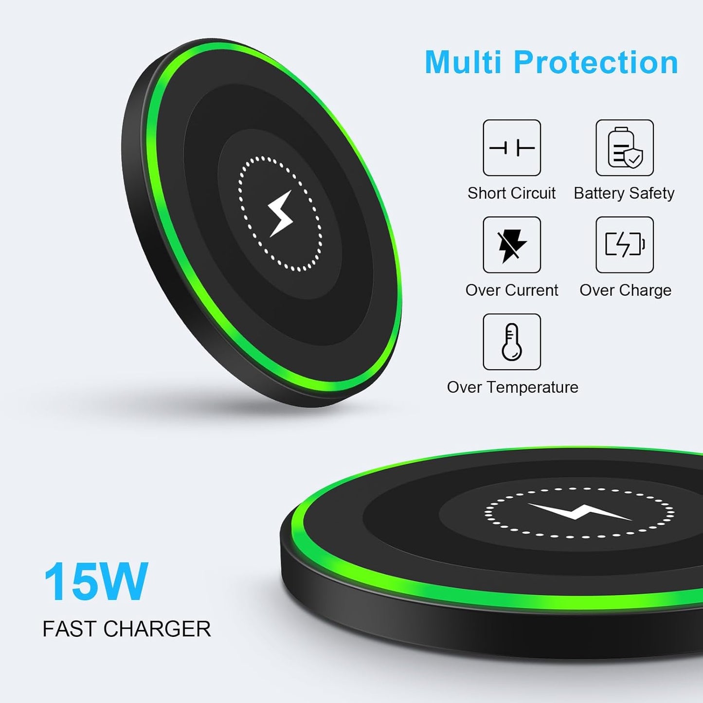 Samsung Wireless Charger Android Charger Fast Charging Pad Wireless Phone Charger Android Charging Station Mat for Samsung Galaxy S25 Ultra S25 Edge S24 S23 S22 S21, iPhone 16 Pro Max 16e 15 14 13