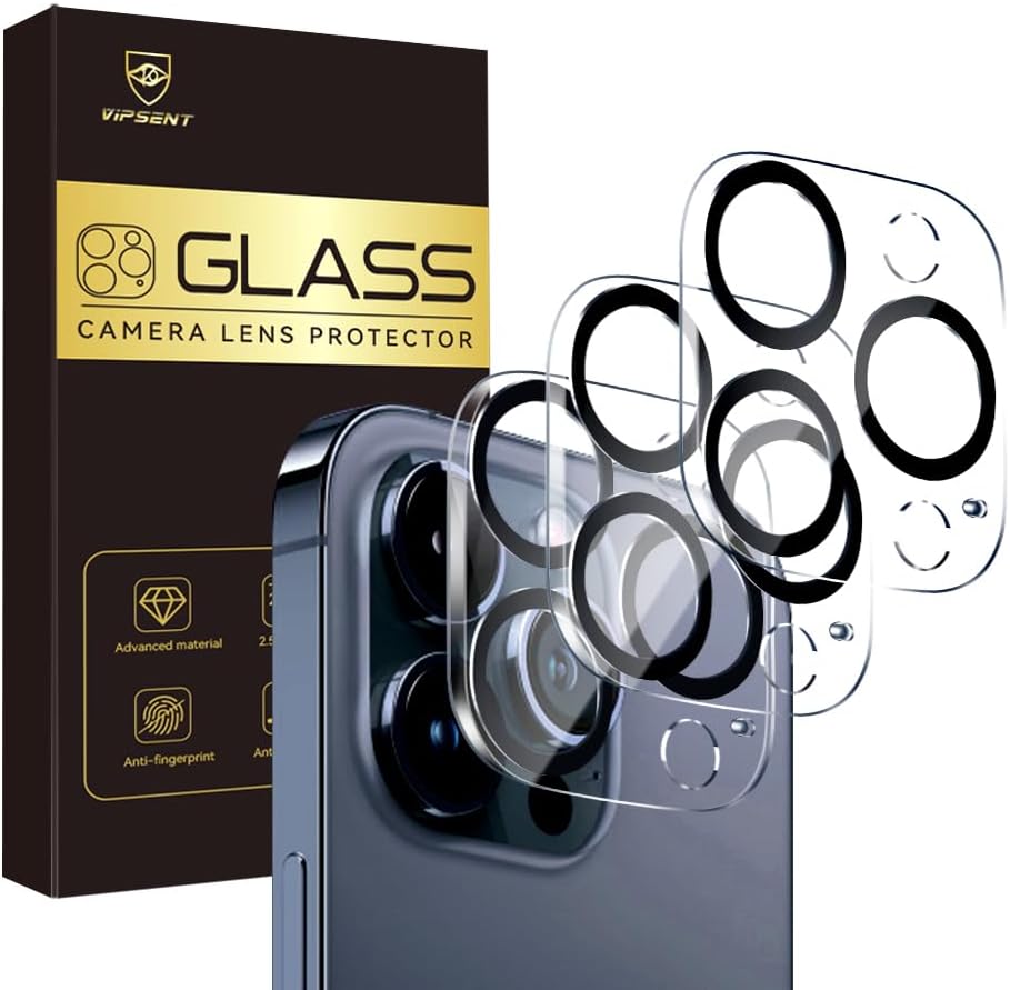 Camera Lens Protector for iPhone 15 Pro 6.1" ＆ iPhone 15 Pro Max 6.7",9H Tempered Glass，Ultra HD, Scratch Resistance Easy to Install，Case Friendly，[Does not Affect Night Shots] 3-Pack