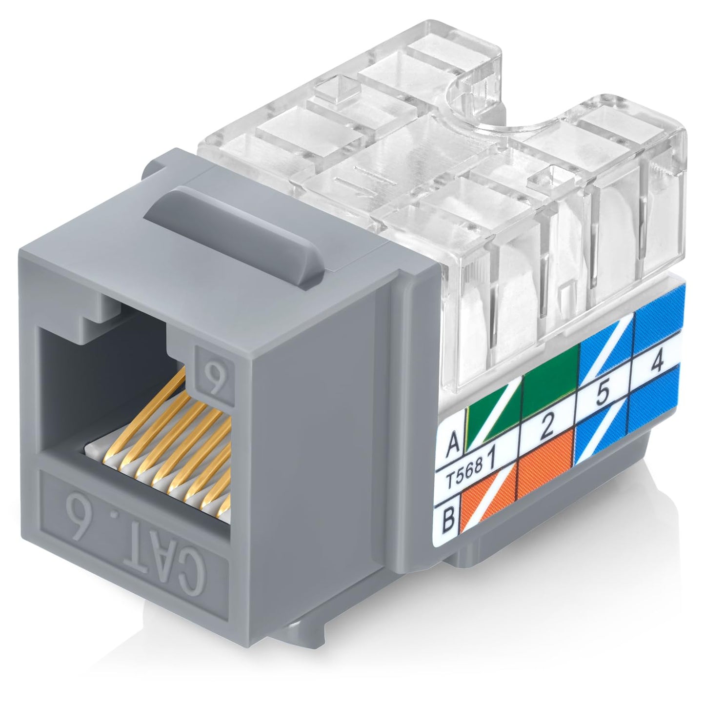 Everest 90° Angled RJ45 Cat6 Keystone Jacks 100-Pack in Gray - Slim Profile Female RJ45 Connectors - Cat 6 Keystone Jack - Compatible with 90° Angled Speed Termination Tool - easyJACK (B094WB91H3)