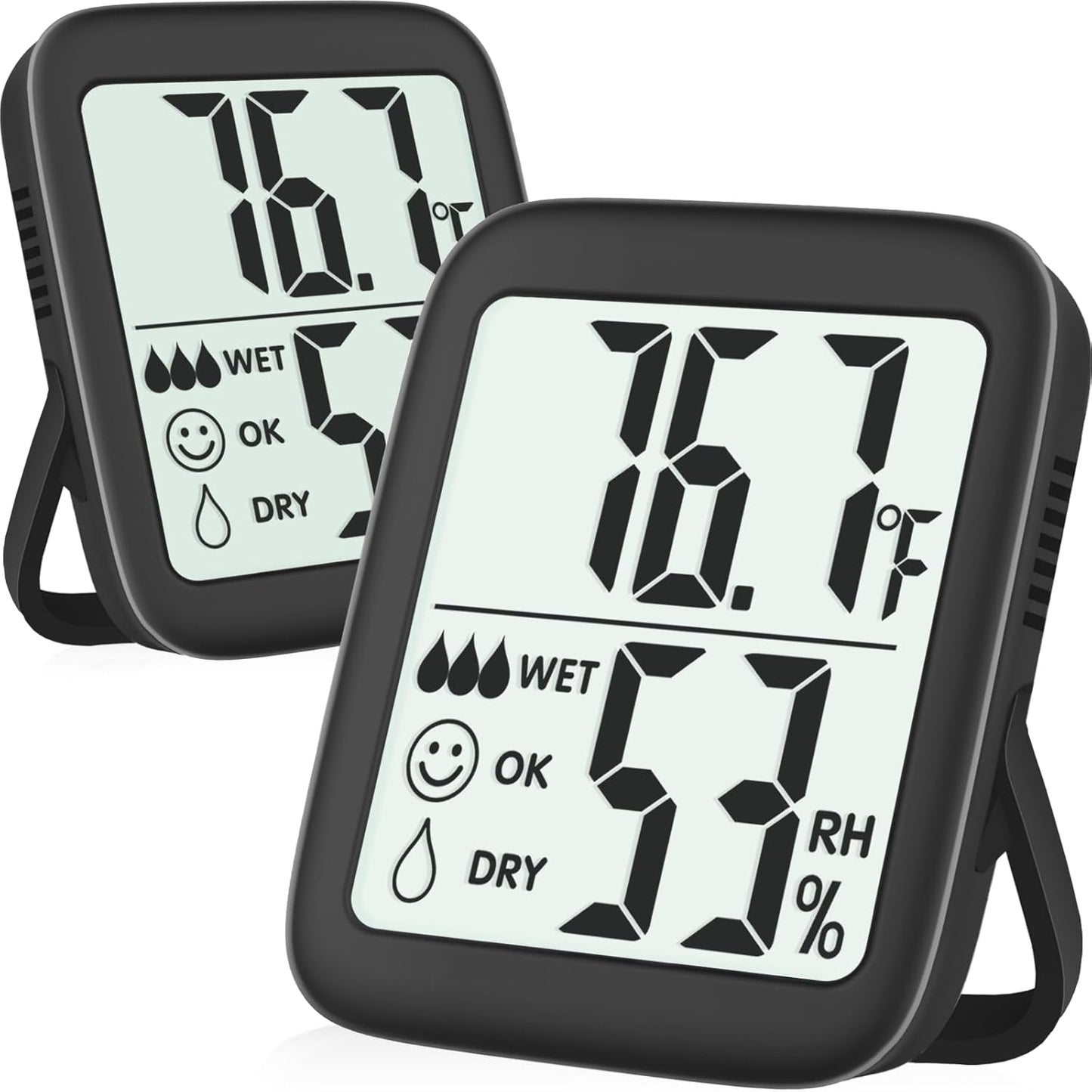 Antonki 2 Pack Room Thermometer for Home, Indoor Hygrometer Humidity Meter Gauge, Digital Temperature and Humidity Sensor Monitor for House, Terrarium, Incubator, Greenhouse - Battery Included