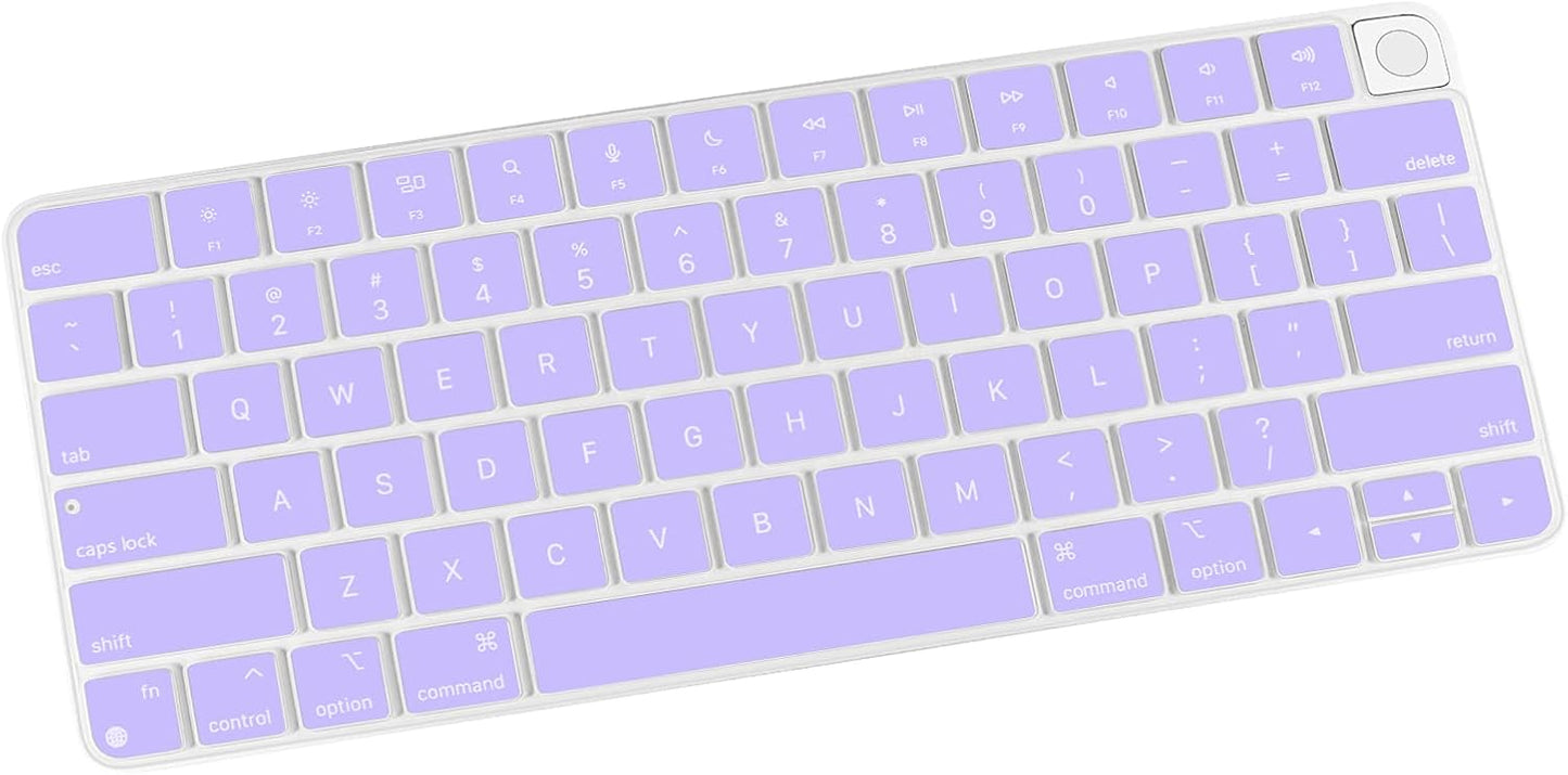 Allinside Silicone Keyboard Cover for iMac Magic Keyboard A2449/A2450, Protective Skin for iMac 24" Wireless Keyboard Released in 2021, US Layout, Light Purple