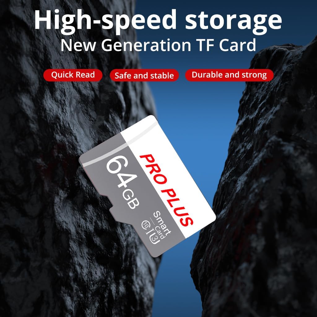 2 Pack TF Card 64GB with Adapter, High Speed Memory Card, UHS-I C10 A1 Memory TF Card for Tablet/Mobile Phone/Camera/Car Audio/Game Console (TF183 White Gray 64GB)