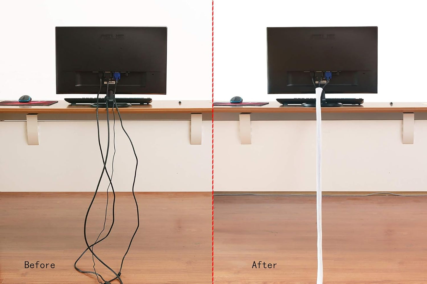 Alex Tech 10ft - 3/4 inch Cord Protector Wire Loom Tubing Cable Sleeve Split Sleeving for USB Cable Power Cord Audio Video Cable - Protect Cat from Chewing Cords - White