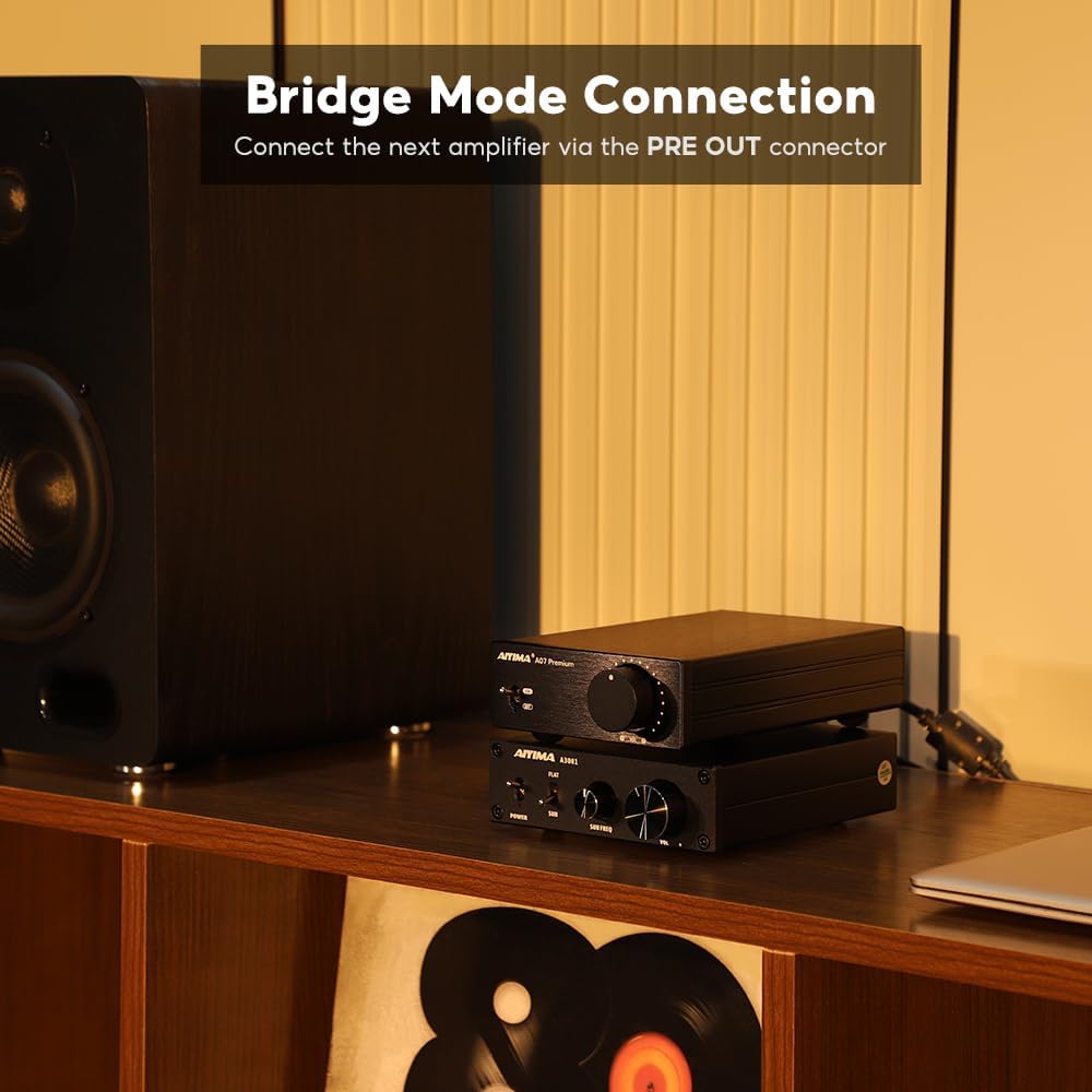 AIYIMA A07 Premium TPA3255 Power Amplifier 300Wx2 HiFi Class D Amp Mini 2 Channel Stereo Amplifier for Desktop Bookshelf Speaker Home Audio Theater System with DC 32V Power Adapter