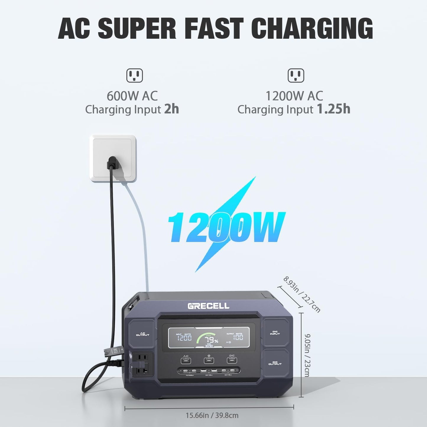 GRECELL Portable Power Station 1000W with Solar Panel 200W,999Wh Solar Generator with Panels Included, 60W USB-C PD Output, 110V Lithium Battery Pack Kit for Outdoor Camping Travel Home (Peak 2000W)