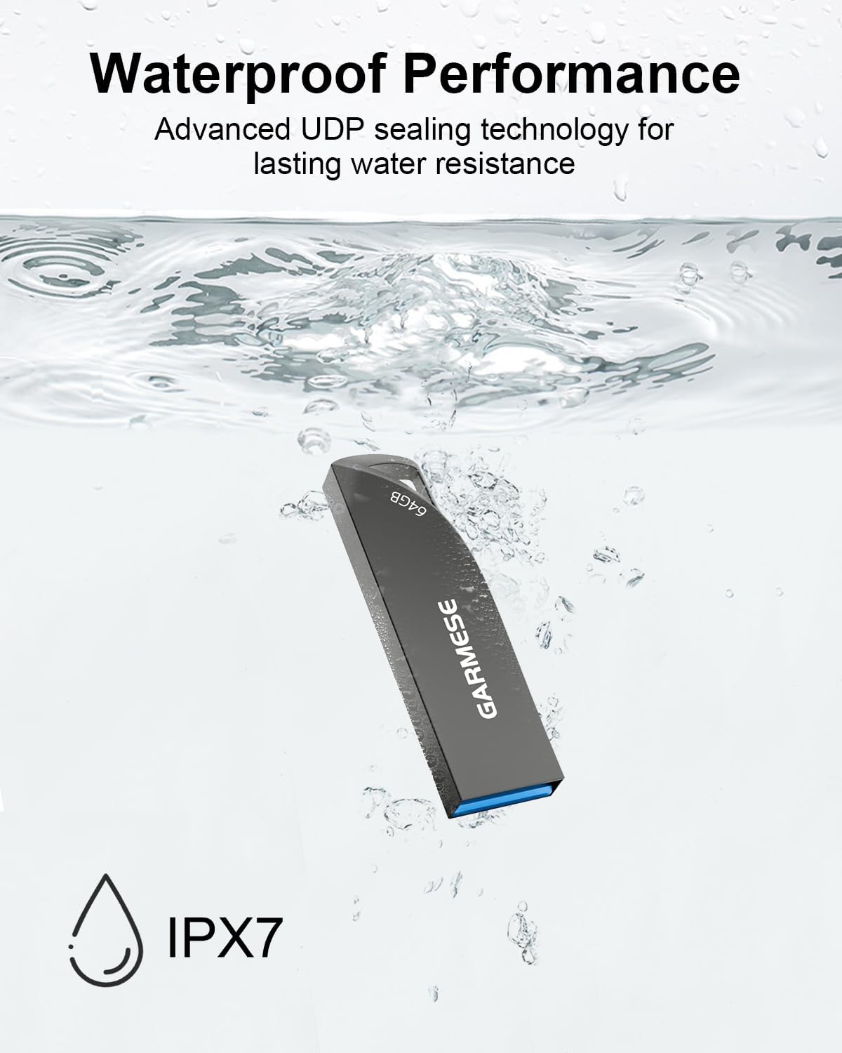 64GB USB 3.0 Flash Drive, 5-Pack Waterproof Metal USB Memory Stick, Slim Thumb Drive Portable Pen Drive with Keychain Hole Stylish Jump Drive for PC Computer Car