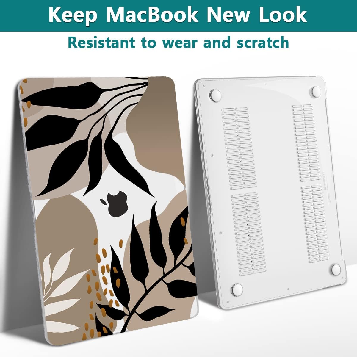 Teryeefi Compatible with MacBook Pro 13 inch Case 2020 2021 2022 2016-2019 Model M1 & M2 A2338 A2251 A2289, Hard Shell Keyboard Cover for Touch Bar, Tropical Leaf, Leaves