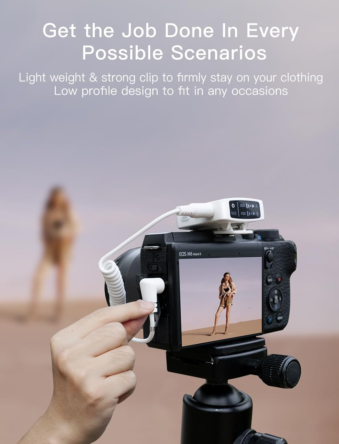 FIFINE Wireless Lavalier Microphone System, Lapel Dual Microphones Clip-on for Video Recording, Vlog, Interview, Podcast Mic Kit Compatible for iPhone, Camera, Smartphone, 30H Battery Life-M9 White