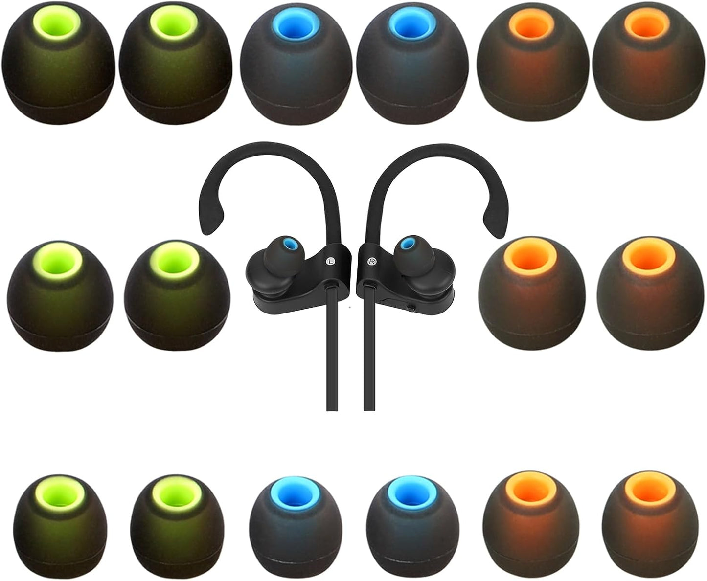 Earbud Tips Ear Bud Tips Soft Anti Slip Washable and Reusable Silicone Replacement Earbud Tips Fit Most in-Ear Earbuds(Inner Hole 3.8mm -5.1mm) 18pcs S M L