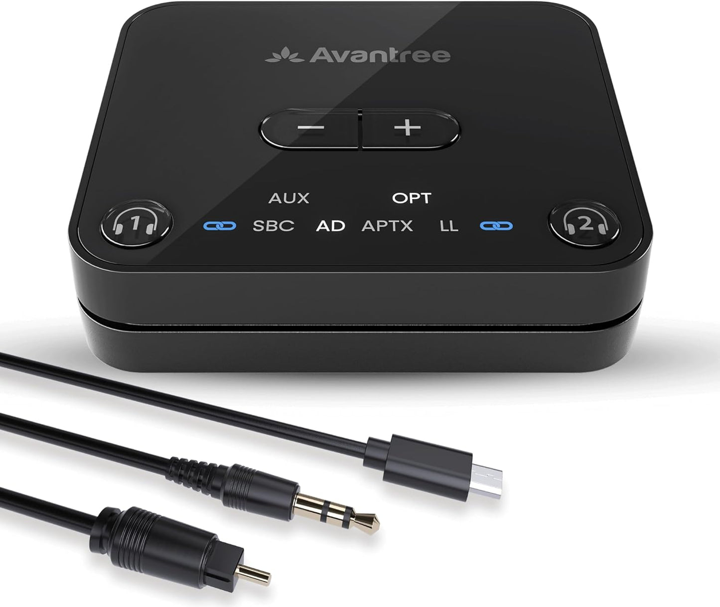 Avantree Audikast 3 – Bluetooth 5.3 Transmitter for TV Audio via Optical & AUX Outputs, aptX Adaptive, Dual Headphone Connection, 100ft Range