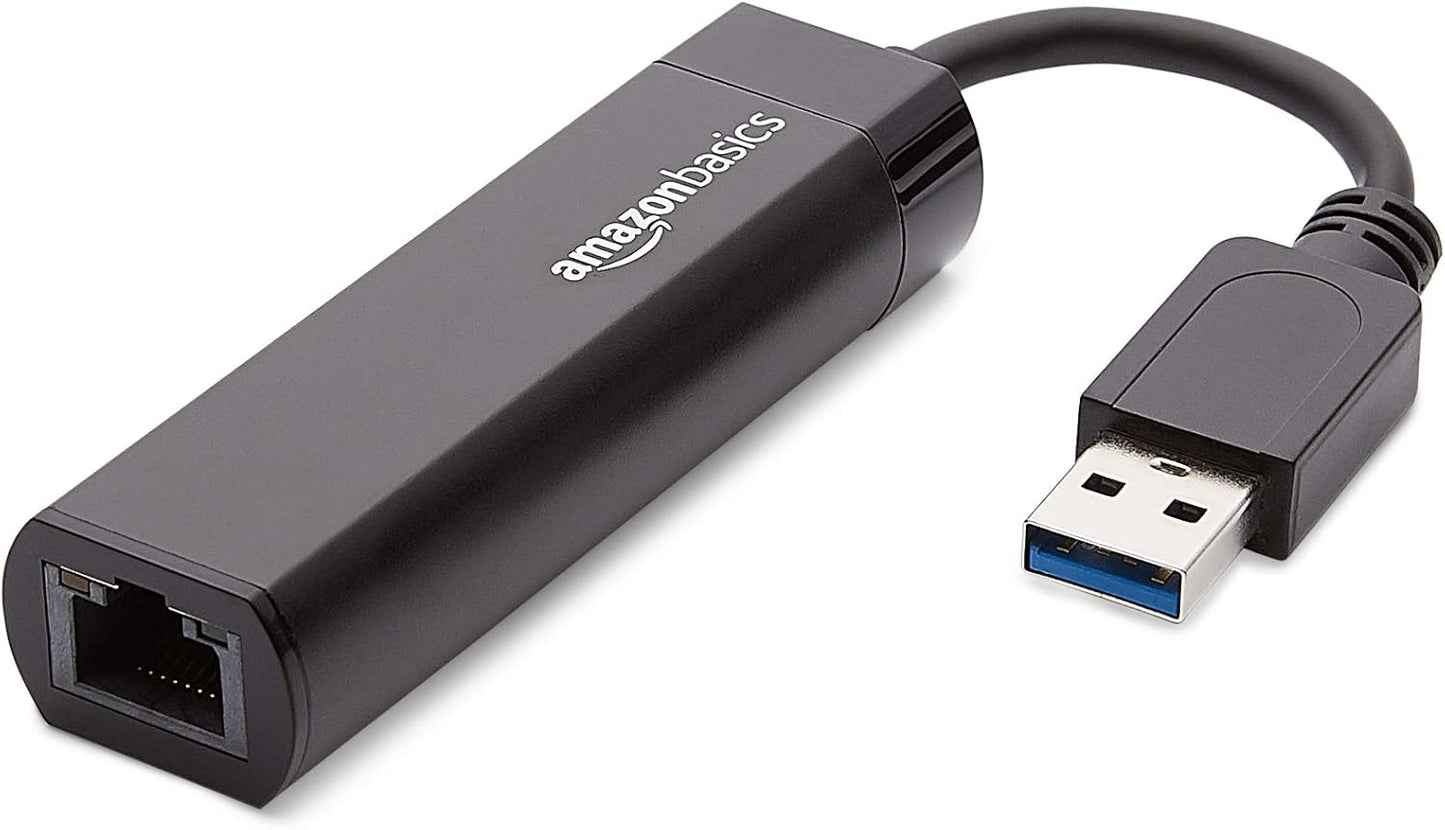 Amazon Basics USB 3.0 to 10/100/1000 Gigabit Ethernet Internet Adapter, 10-Pack, Black