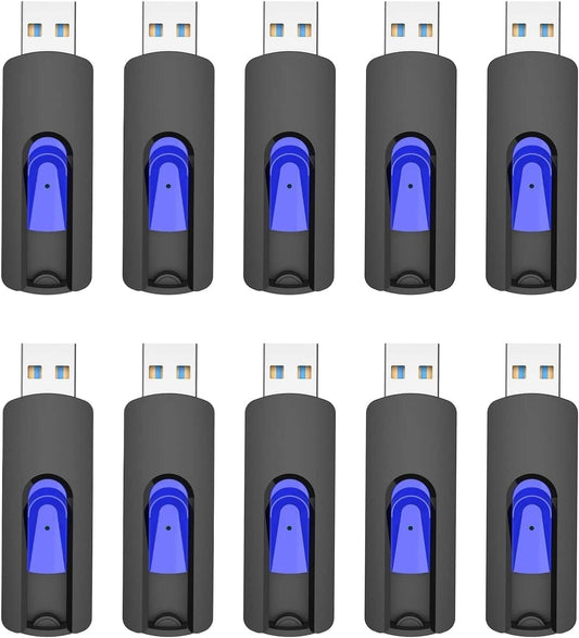 JUANWE 64GB Flash Drive 10 Pack USB Flash Drive Glide Pen Drive Large Capacity Thumb Drive High Speed USB Memory Stick with Easy Carry Lanyard-Hole Portable Jump Drive for PC Car Smart TV