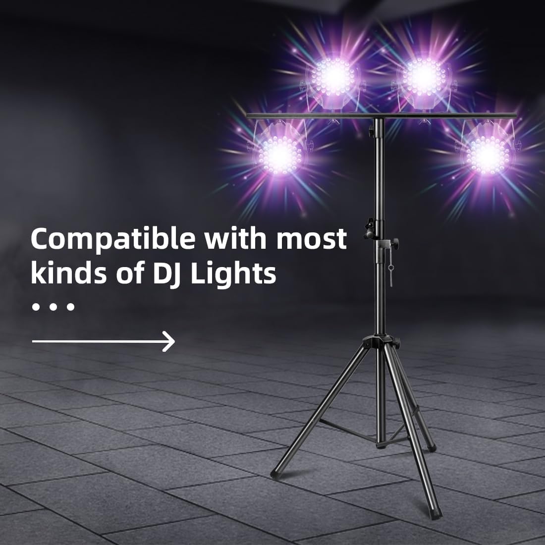 DJ Lights Stand 2 Pack, Heavy Duty DJ Stand, Portable Par Can Tripod Stage Light Stand Adjustable Height 41-95 Inch, DJ Lighting T Bar Suitable for Stages, Bar, Banquet, Party