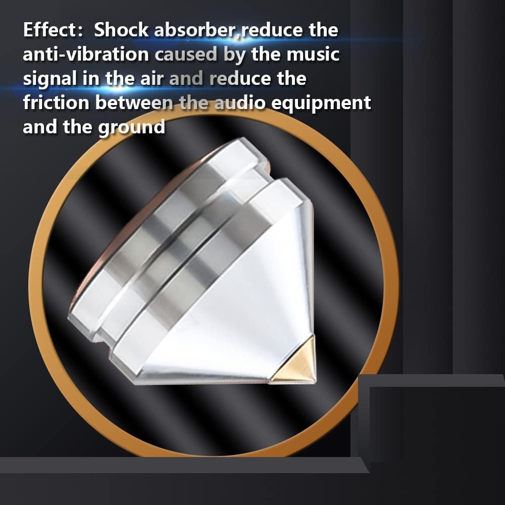 4Pcs Speaker Spikes Floor Protectors Shockproof Speaker Isolation Spikes with Base Pad for Speaker,Subwoofer,Amplifier,Turntable,Recorder CD DAC with 3m Adhesive (Silver)