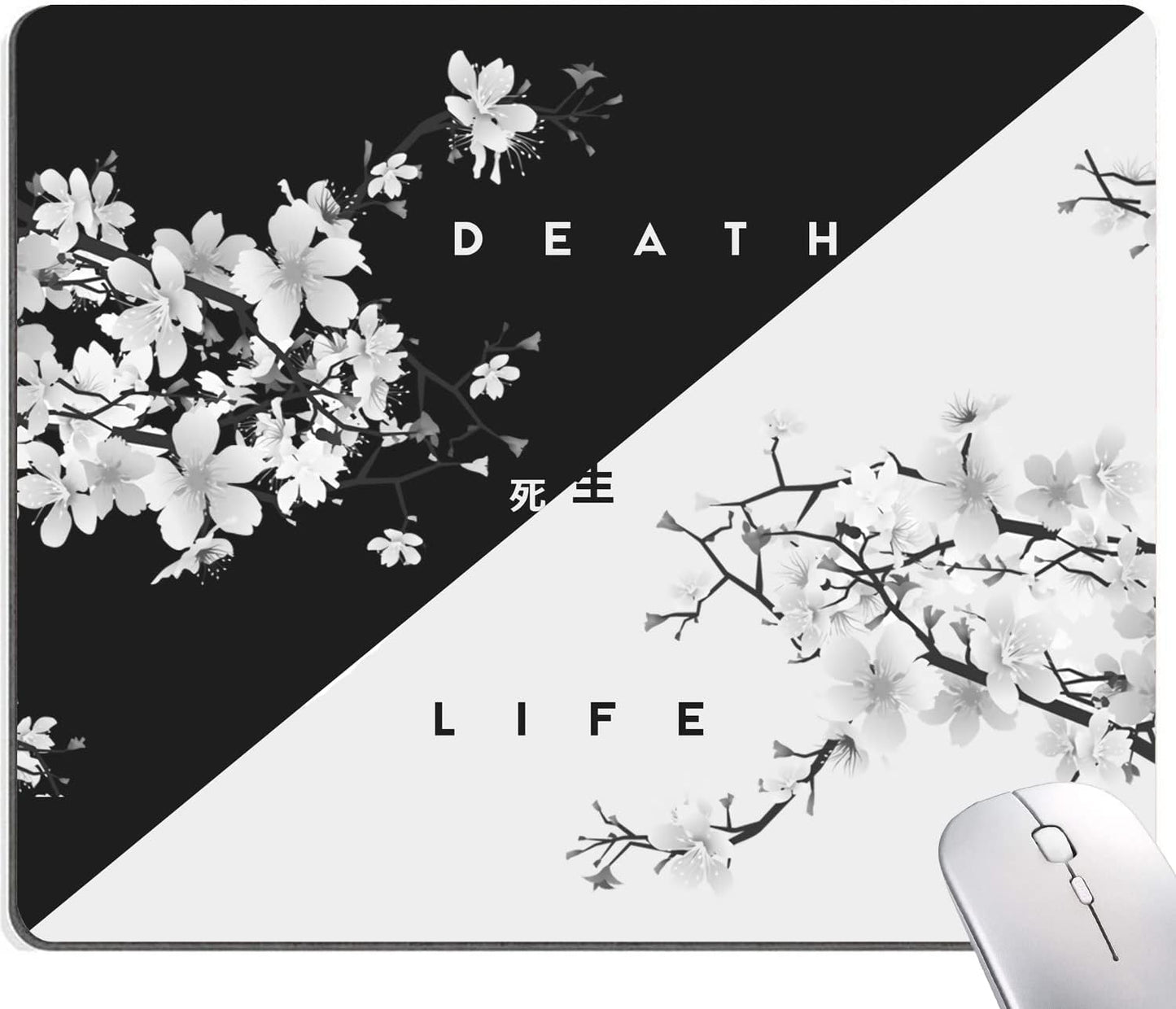 Inspirational Quote Mouse Pad - Square Waterproof Non-Slip Rubber Base for Office Laptop, 9.5"x7.9"x0.12" Inch (Death and Life)