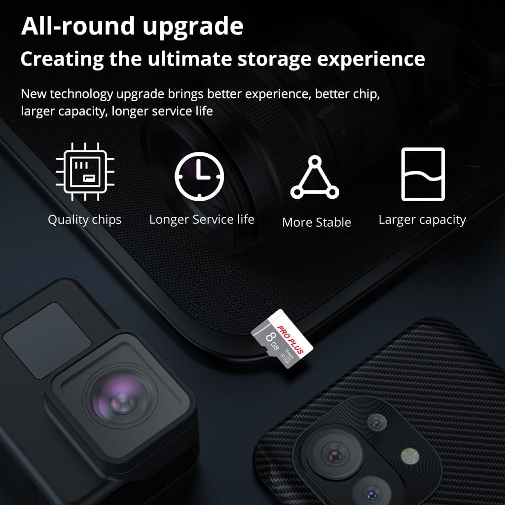 2 Pack TF Card 8GB with Adapter, High Speed Memory Card, UHS-I C10 A1 Memory TF Card for Tablet/Mobile Phone/Camera/Car Audio/Game Console (TF183 White Gray 8GB)