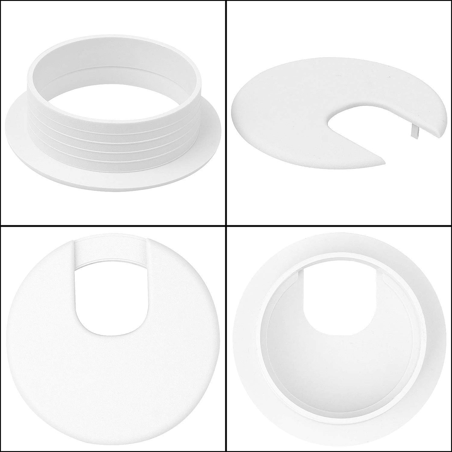 20Pack 2" Black Desk Grommet, HNBun Wire Cable Hole Cover Plug Cap Insert, PC Computer Desk Plastic Grommet Cord Wire Organizer Caps for Hide Office Cords and Cables