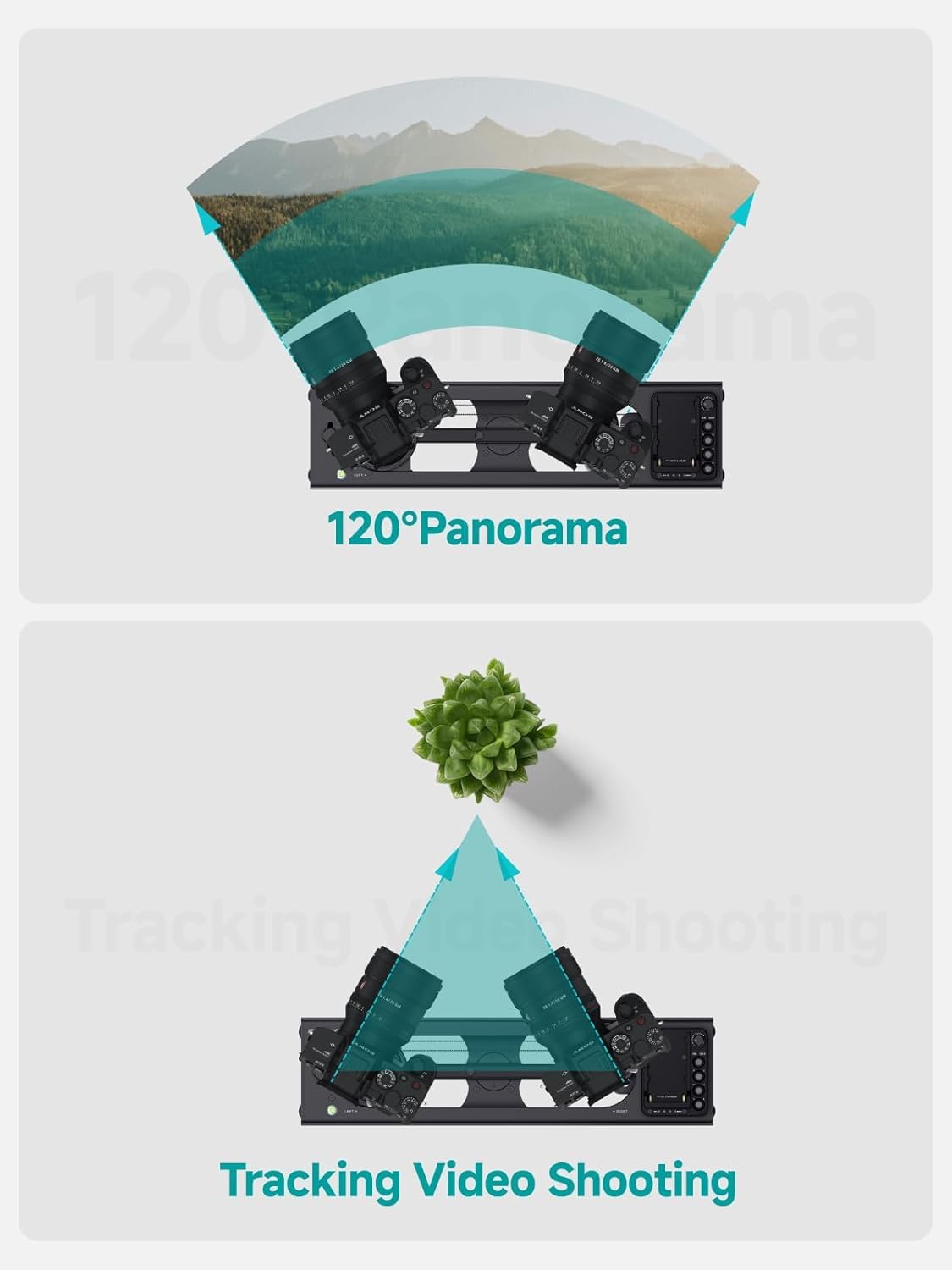 Accsoon Toprig Video Slider, 16''/40cm Motorized Camera Slider with Full Button Control, Support APP-Video Mode/Time-Lapse/Loop Mode, Speed Control Konb, 120° Panoramic Shooting for Photographer