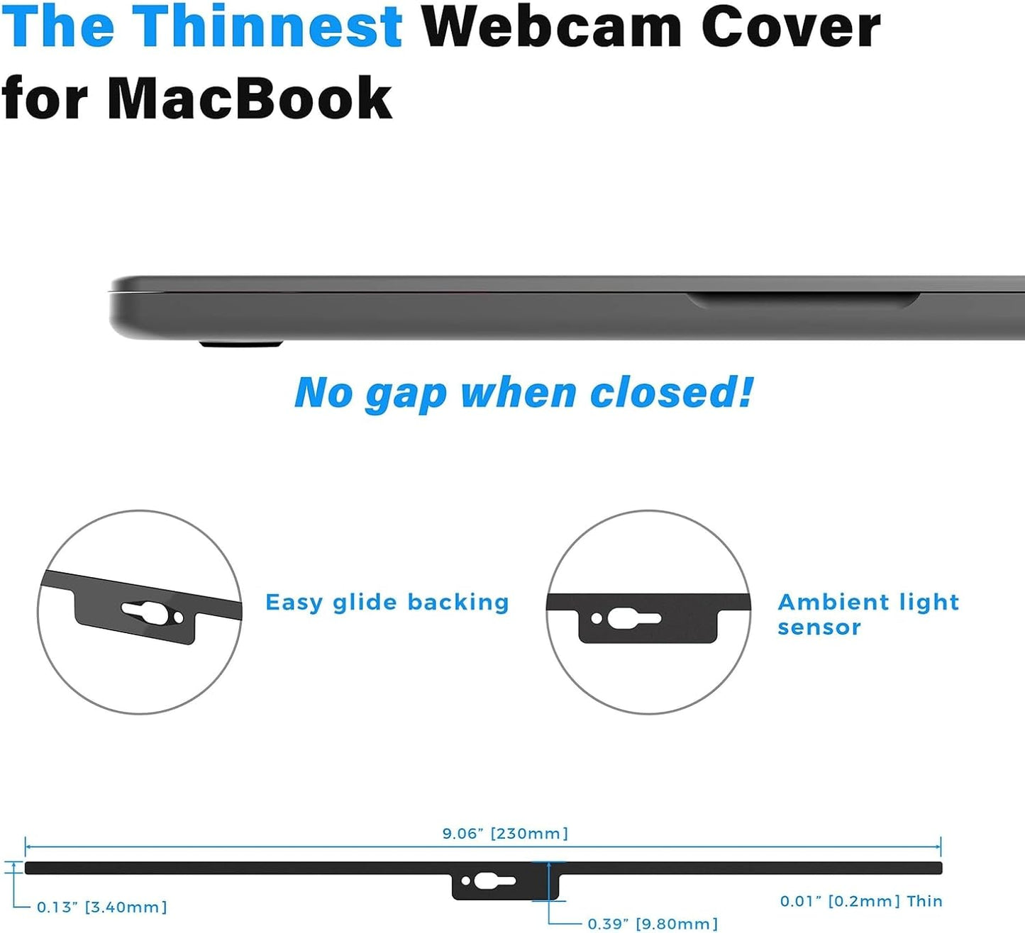Webcam Cover - Compatible with MacBook 2021-2022 Air & Pro Notch Displays & Pre-2020 Models - Black Notch Series, 1 Pack - Magnetic Webcam Cover Slide & Camera Privacy Slider