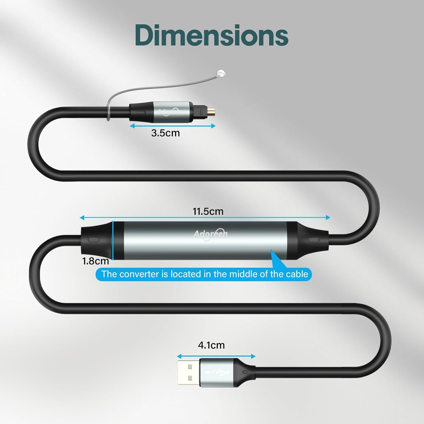 Adoreen Unidirectional USB A 2.0 to Toslink Digital Optical Audio Cable 15 Ft, USB Male to SPDIF Port Male Fiber Optic Adapter, for Windows Mac PS5/PS4 Laptop, NOT for TV-NOT Toslink to USB-A