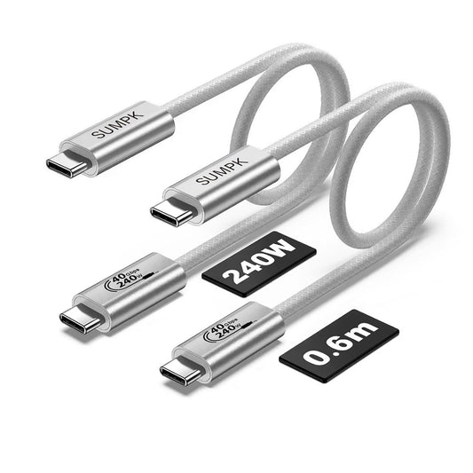 2FT USB 4 Cable, 240W Short C Cable Fast Charging, 40Gbps High Speed Data Transfer, 8K 60Hz Single and Dual 4K 60Hz Video Output Compatible with for iPhone 16/16 Pro/16 Plus/16 Pro Max
