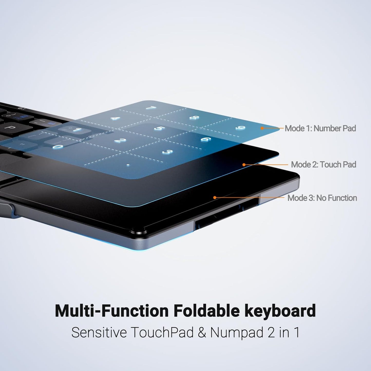 iClever Foldable Bluetooth Keyboard, BK18 Foldable Keyboard with Touchpad and Number Pad, Portable, Rechargeable, Pocket Size for Travel, Compatible with iPad, iPhone, Laptop