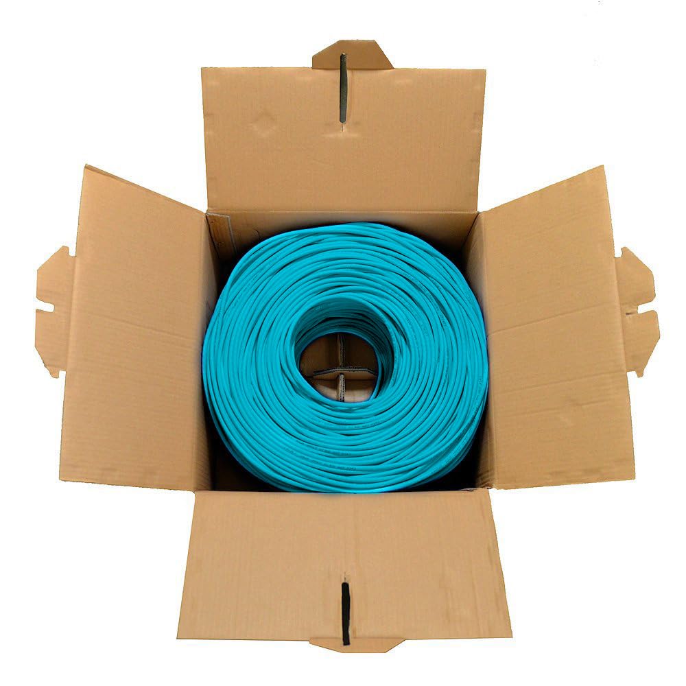 Dripstone CAT6 Ethernet Cable 1000ft Bulk Network LAN Wire 23AWG Solid UTP 550MHz High-Speed Internet Cable Gaming, Streaming, Office, Home Use, Pull Box, Cat6 Bulk, Stable Connectivity - Aqua