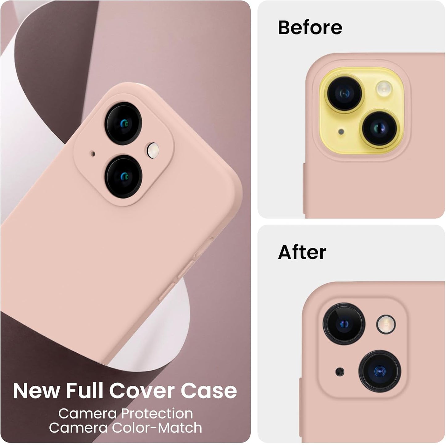 FireNova Designed for iPhone 14 Case, Silicone Upgraded [Camera Protection] Phone Case with [2 Screen Protectors], Soft Anti-Scratch Microfiber Lining Inside, 6.1 inch, Pinksand