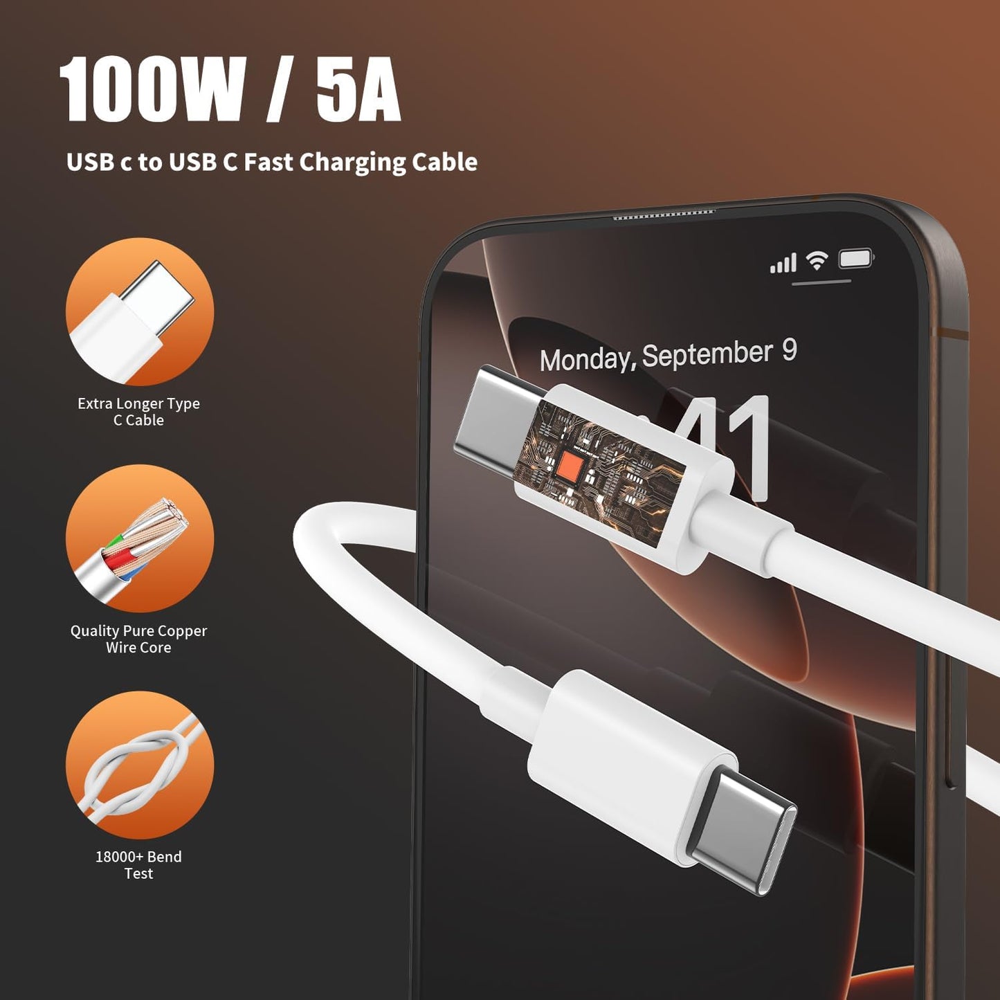 iPhone 16 Pro Max Charger Fast Charging, 45W Super Fast USB C Chargers for iPhone 16 15 6FT+6FT+10FT Type C Chargers Cord with Fast Charger Block for iPhone 16/16 Pro Max/15/15 Pro Max/iPad/ GalaxyS24