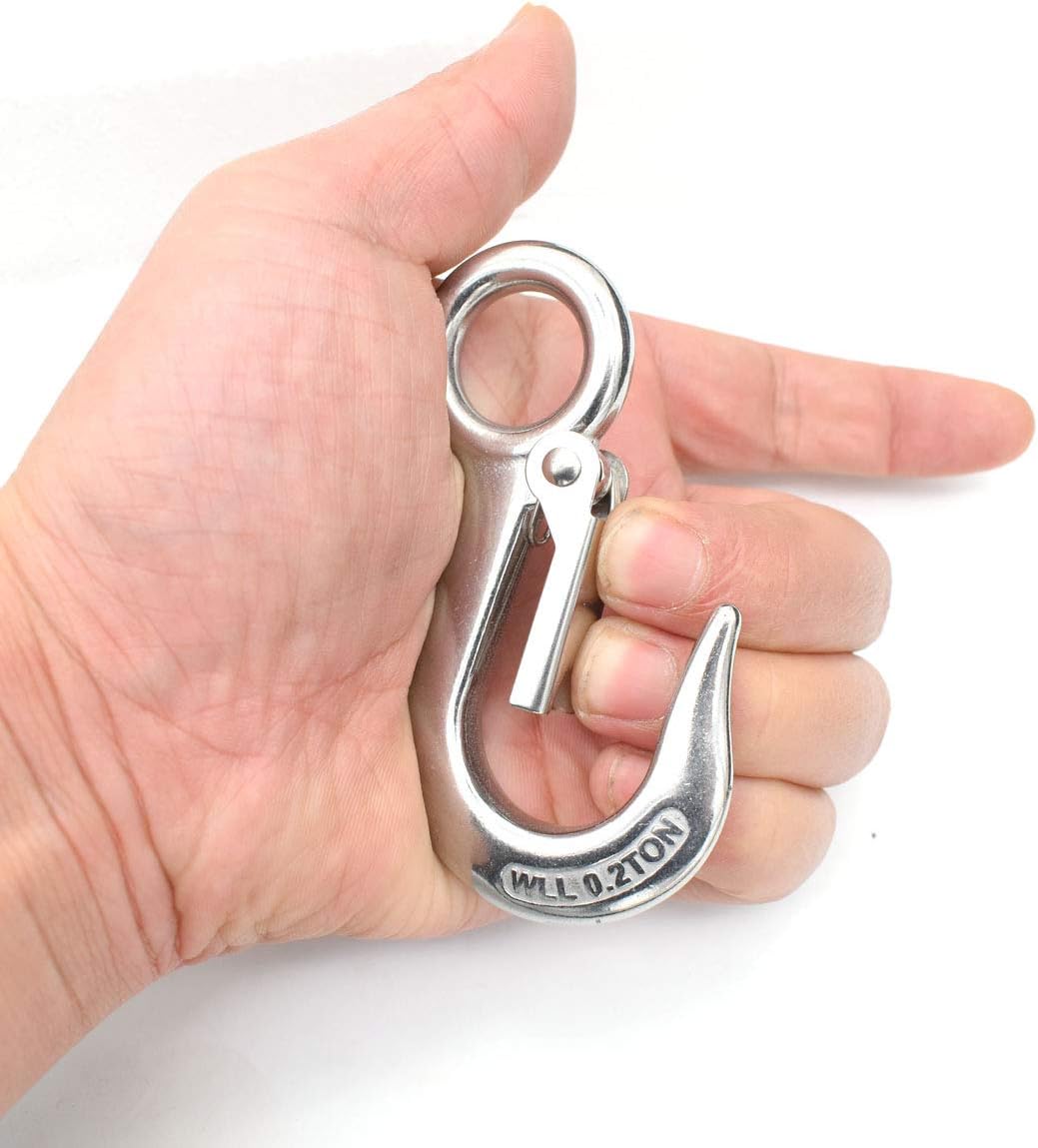 Alele Grab Hooks,Slip Hooks,304 Stainless Steel Lifting Hook Rigging Accessory,440 lbs.Work Load (Grab Hooks 0.2t)