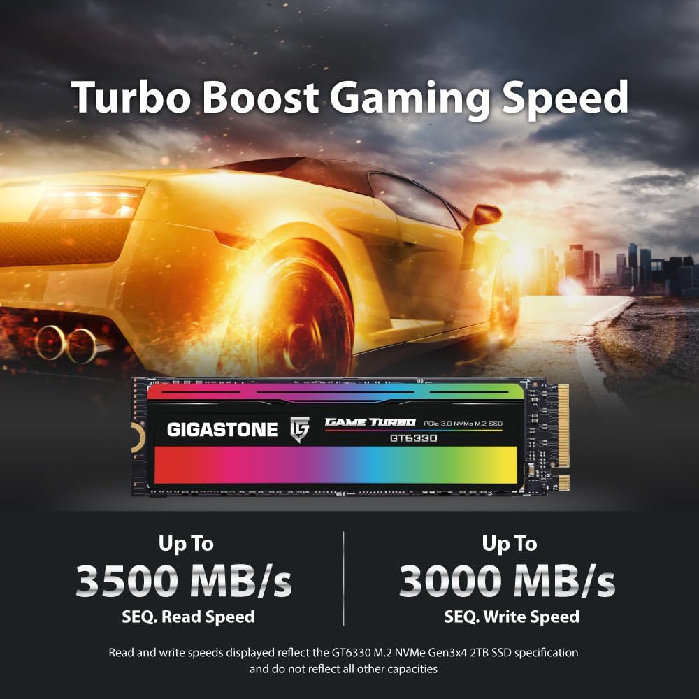 Gigastone M.2 SSD 2TB PCIe 3.0 NVMe SSD 3,500MB/s Internal Gaming Solid State Hard Drives Upgrade PC Laptop Storage High Speed Response for Gamers Graphic Design Creators IT Pros PCIe Gen3x4