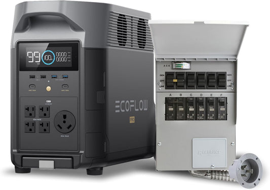 EF ECOFLOW 120V Home Backup Kit: DELTA Pro 3600Wh Power Station with Transfer Switch Kit, 3600W AC Output, Solar Generator for Home Use, Emergency, RV