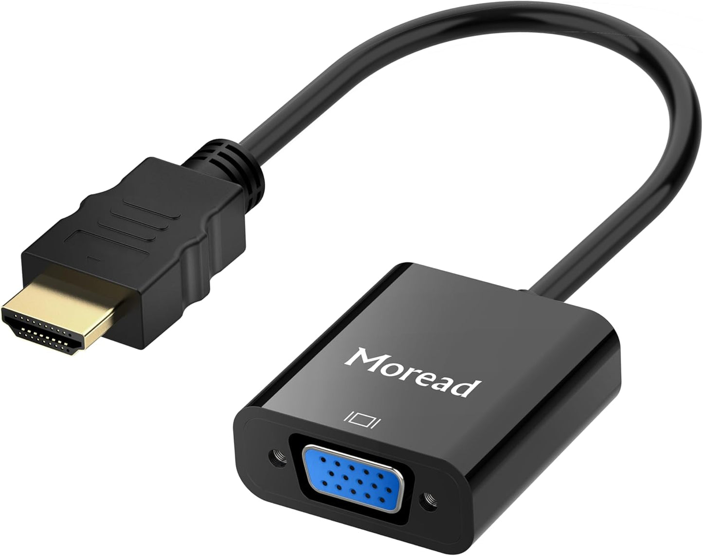 HDMI to VGA, Uni-Directional Gold-Plated HDMI to VGA Adapter (Male to Female) for Computer, Desktop, Laptop, PC, Monitor, Projector, HDTV, Chromebook, Raspberry Pi, Roku, Xbox and More - Black
